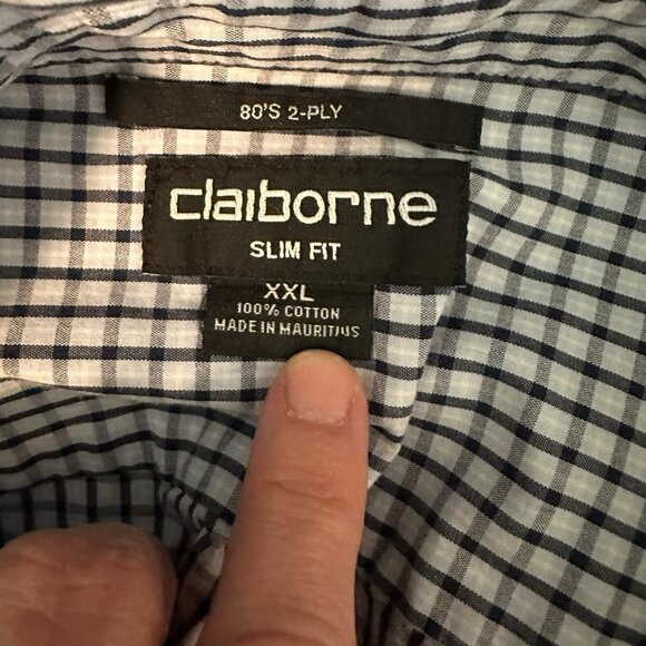 Men’s‎ dress shirt Claiborne XXL 100% Cotton checkerd - Picture 11 of 11